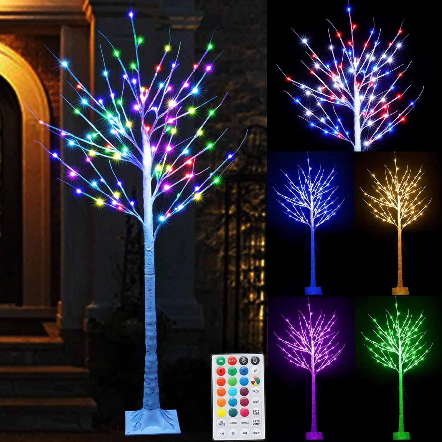 2025 7ft 150 LED Colorful Birch Tree with Remote Control