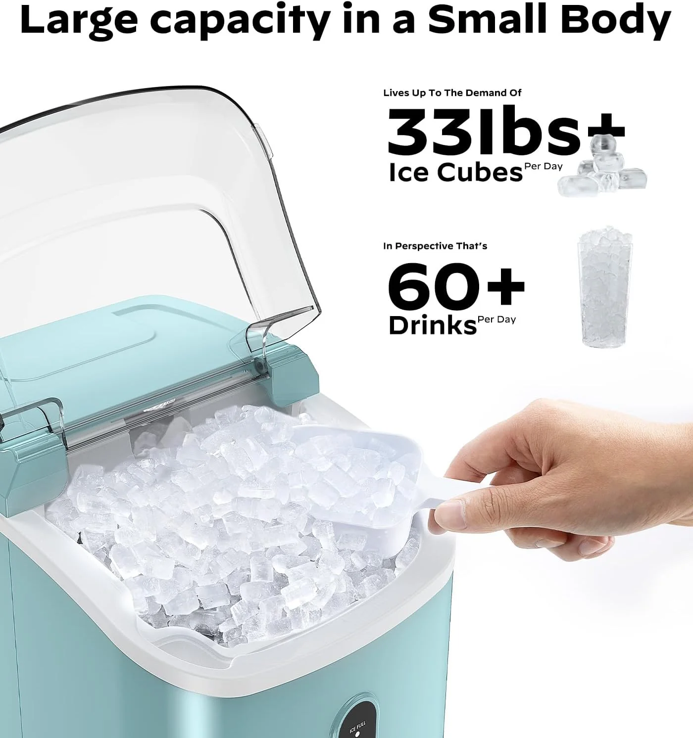 Nugget Ice Maker Countertop Pebble Ice Maker with Soft Chewable Ice