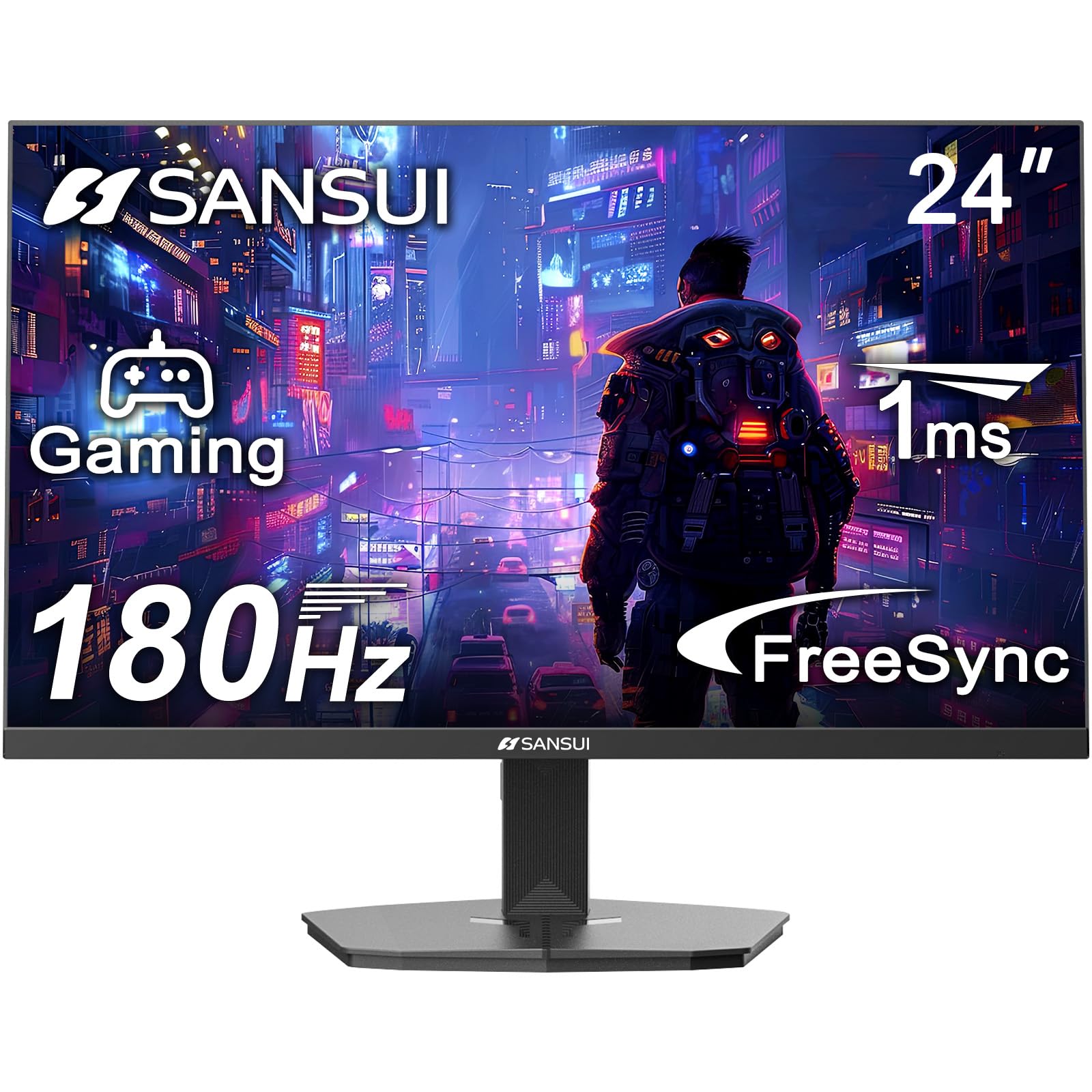 SANSUI 24 Inch Gaming Monitor 180Hz, DP 1.4 & HDMI 2.0 Ports