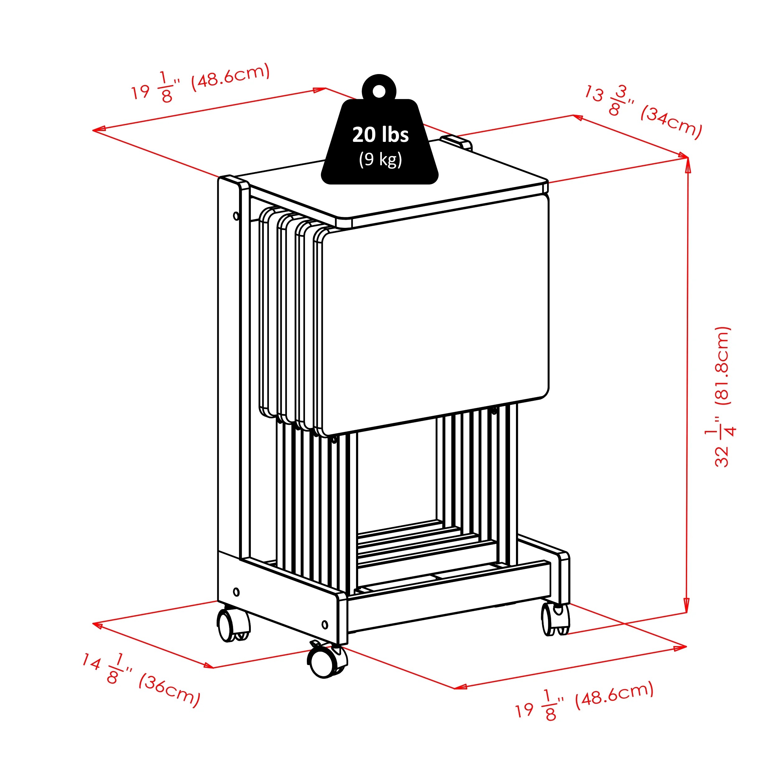 Winsome Brienda 5-Piece Snack Table Set, Serving Cart, Natural Finish