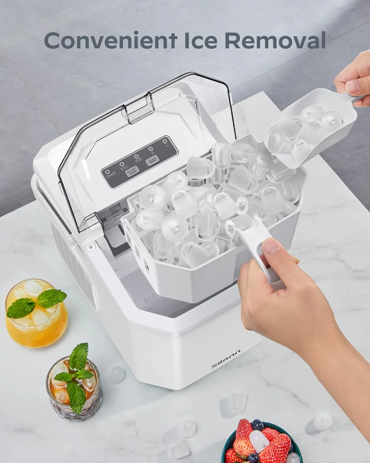 Nugget Ice Maker Countertop Pebble Ice Maker with Soft Chewable Ice
