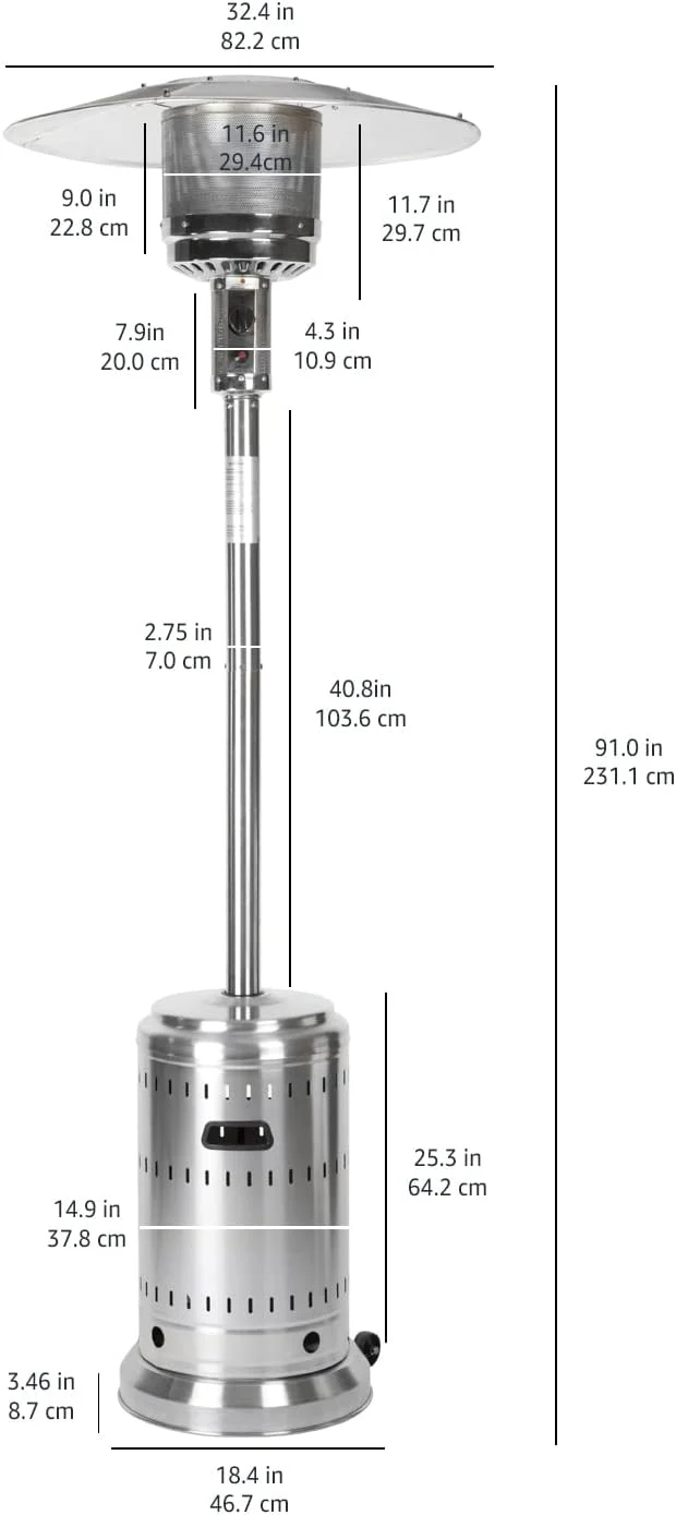 2025 46,000 BTU Outdoor Propane Patio Heater
