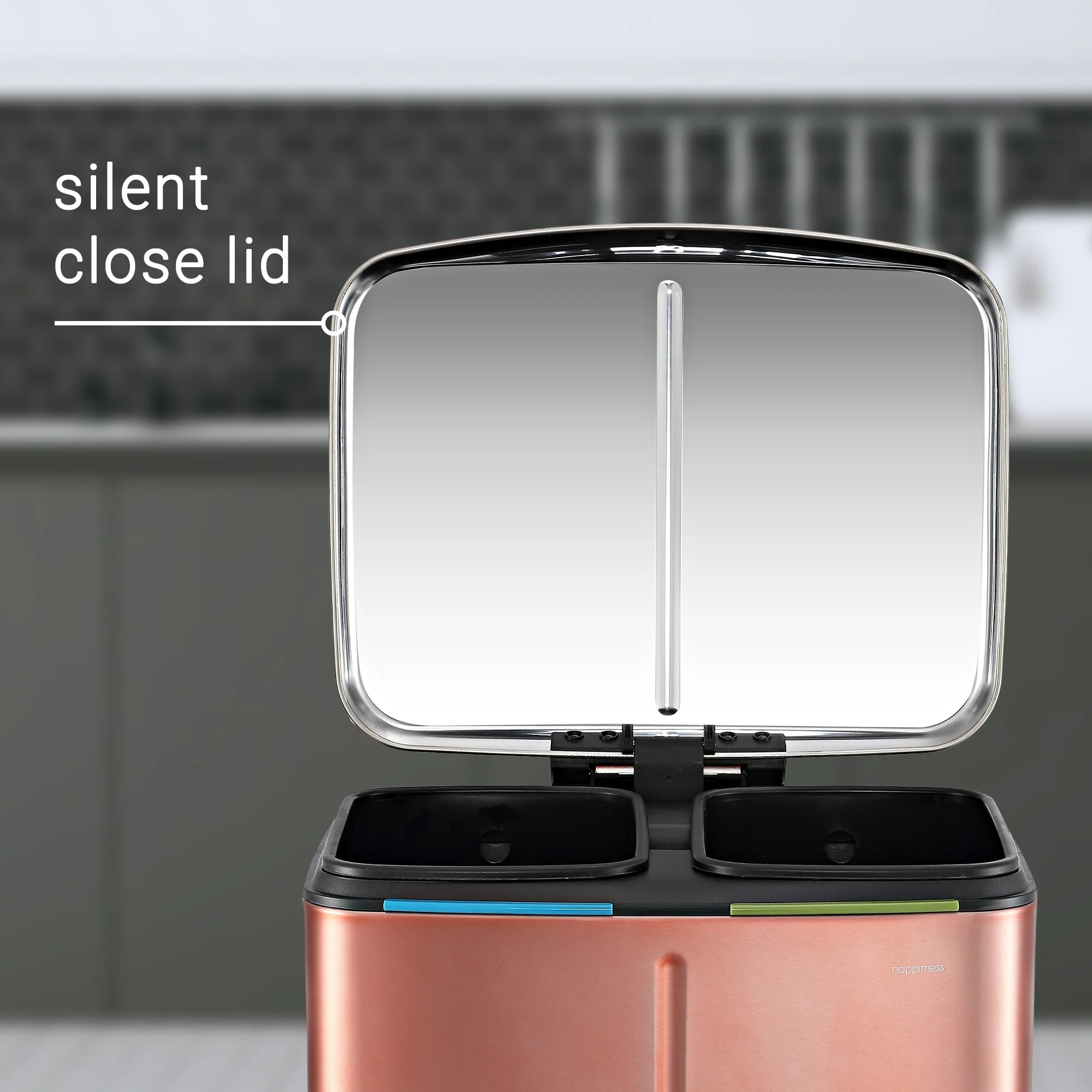 happimess 10.6-Gallon Double Bucket Trash Can with Soft Close Lid