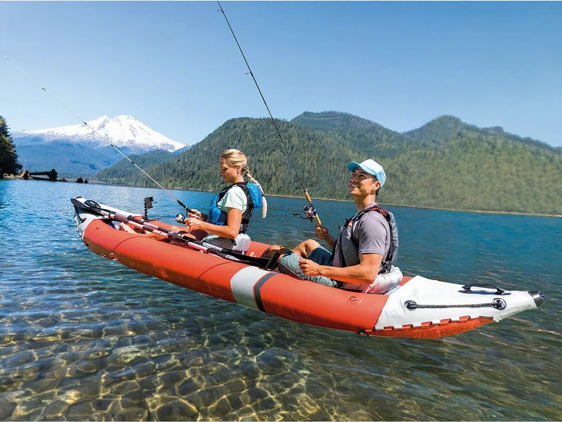 1-Person Inflatable Kayak with Paddles, Pump & Fishing Rod Holders