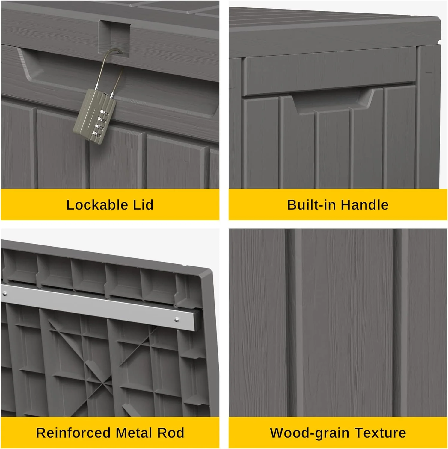 2025 230 Gallon Deck Box, Outdoor Storage Box with Padlock