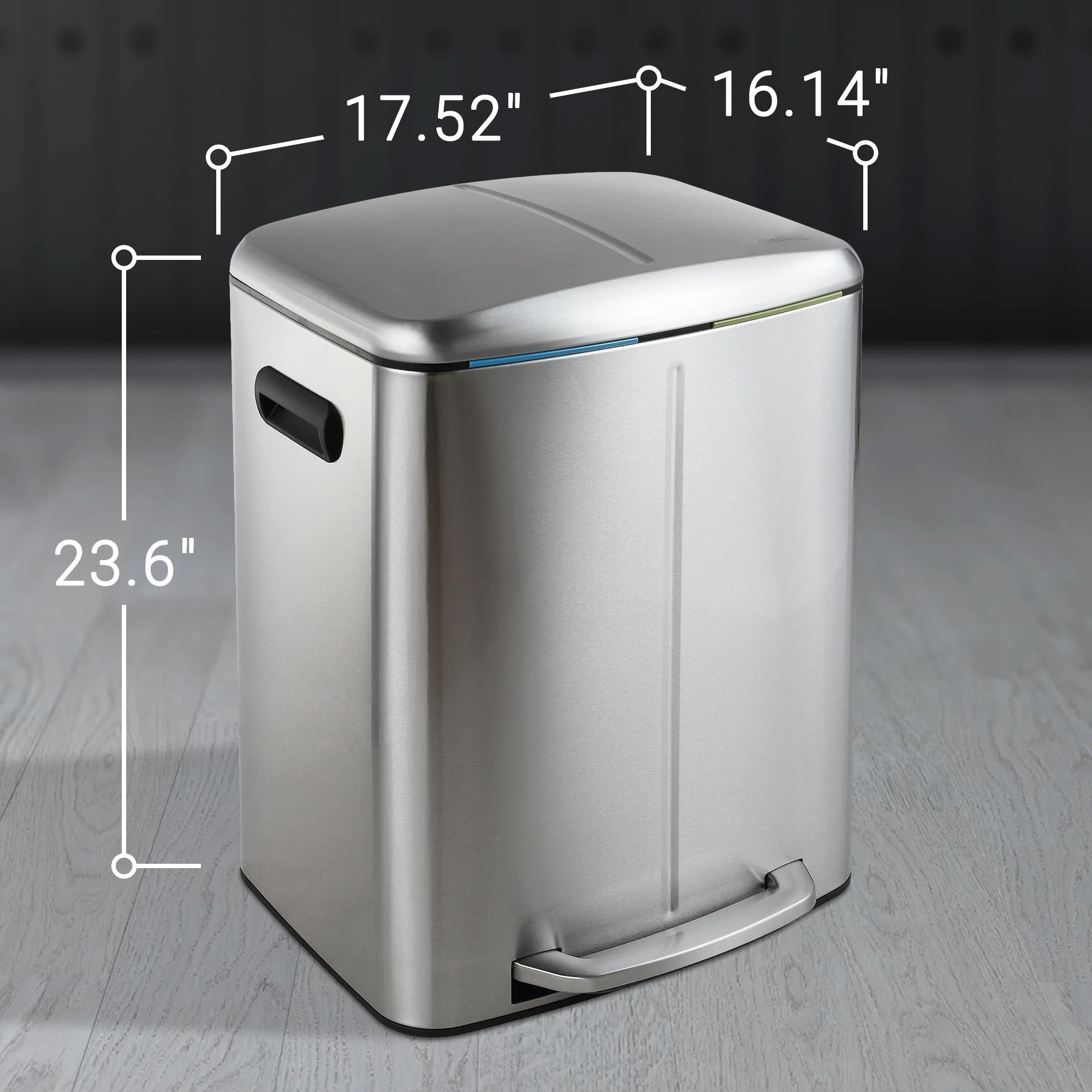 happimess 10.6-Gallon Double Bucket Trash Can with Soft Close Lid