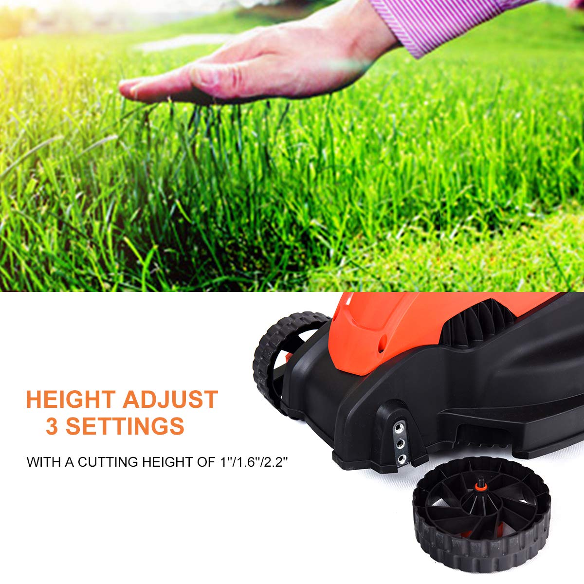 2025 14-Inch 12 Amp Lawn Mower w/Grass Bag Folding Handle Electric Push Lawn Corded Mower