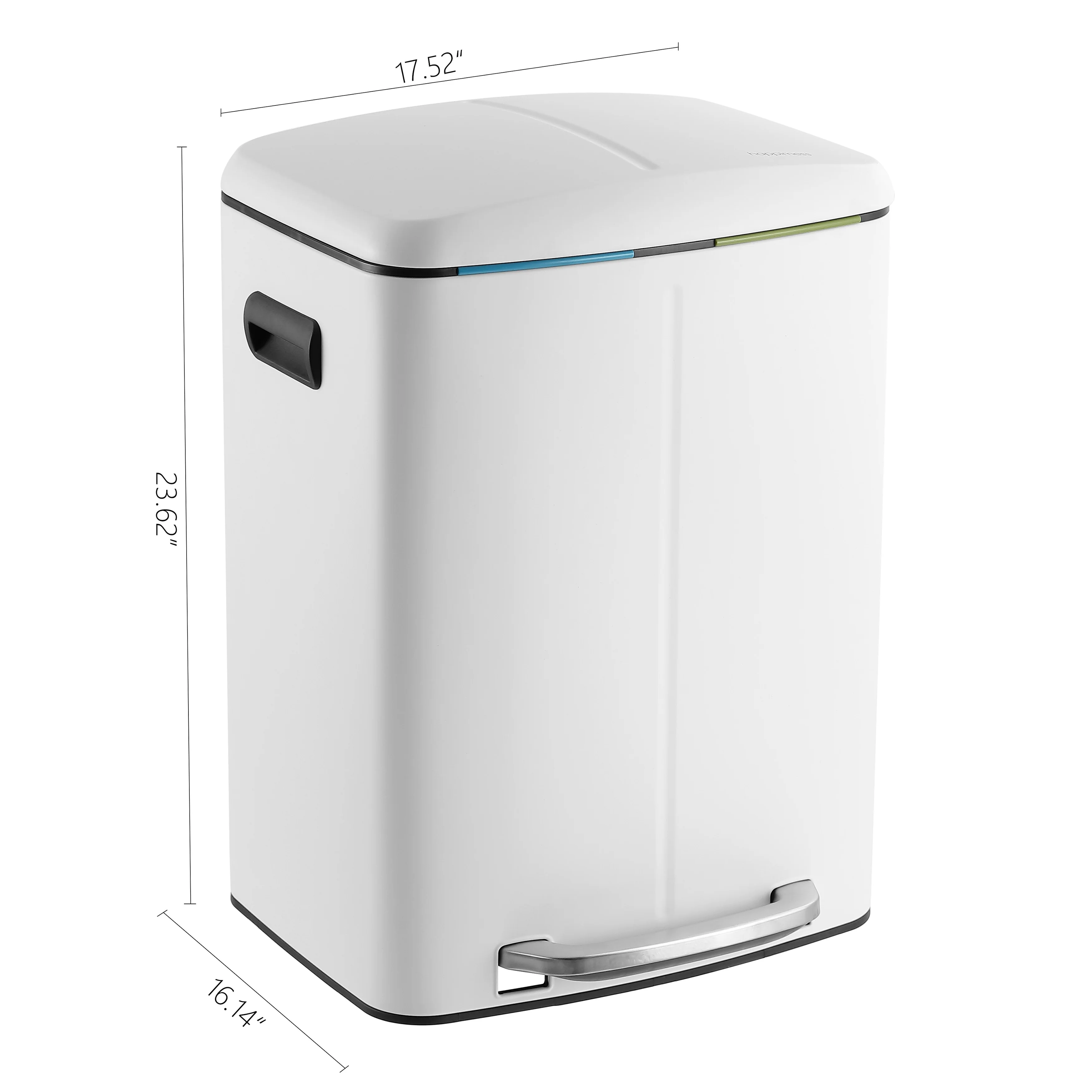 happimess 10.6-Gallon Double Bucket Trash Can with Soft Close Lid