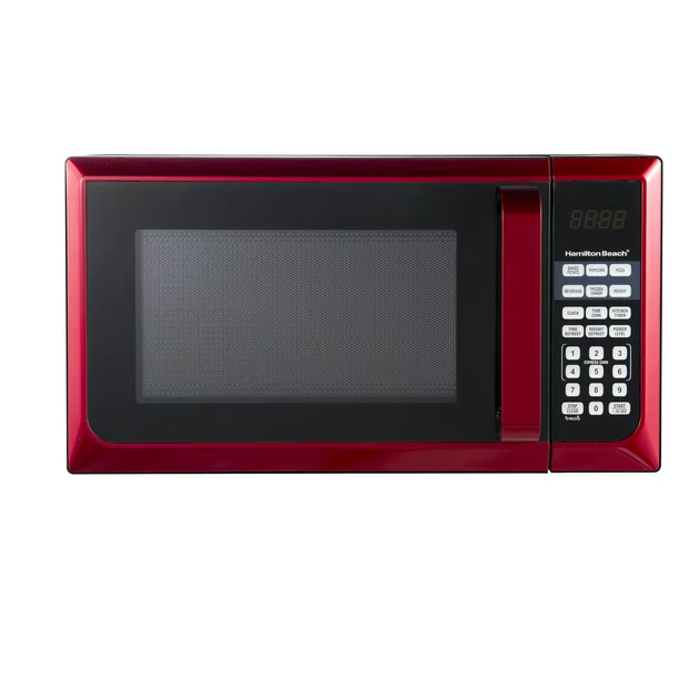 2025 Beach Stainless Steel 0.9 Cu. ft. Red Microwave Oven, Red Stainless Steel