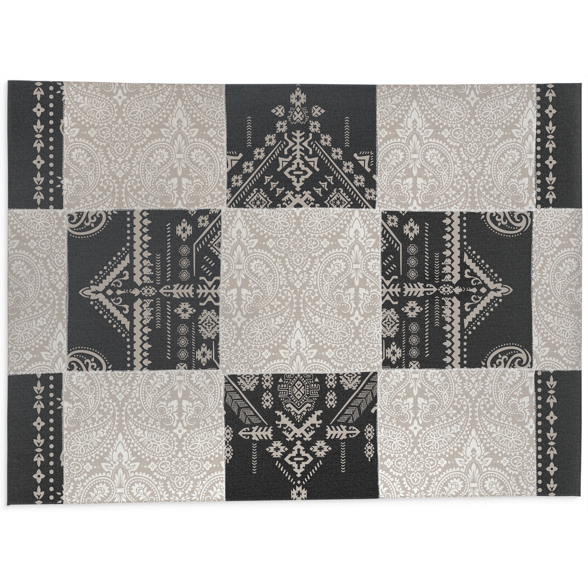 CHECKER PATCH CHARCOAL Kitchen Mat By Kavka Designs