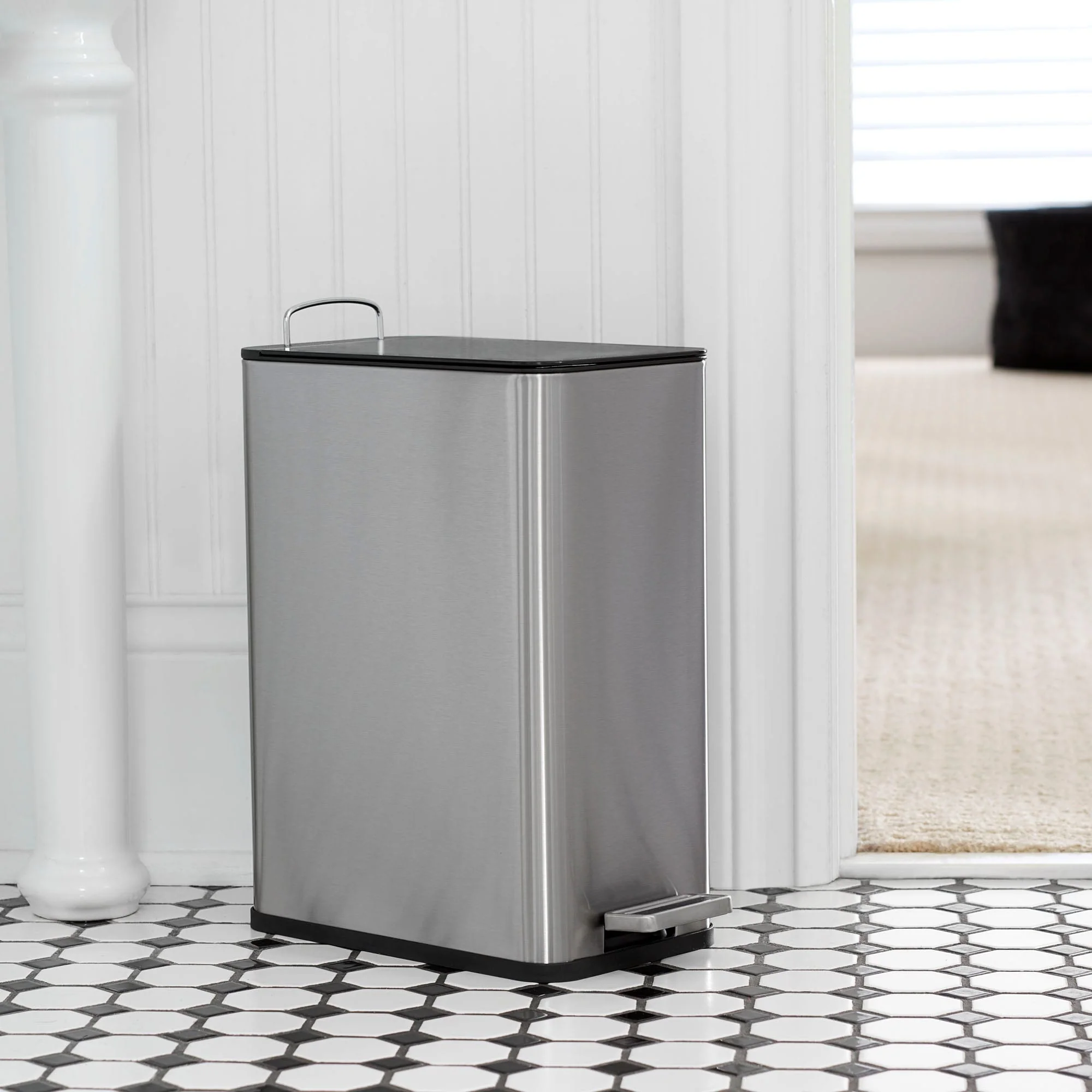 Household Essentials Stainless Steel Slim Trash Can