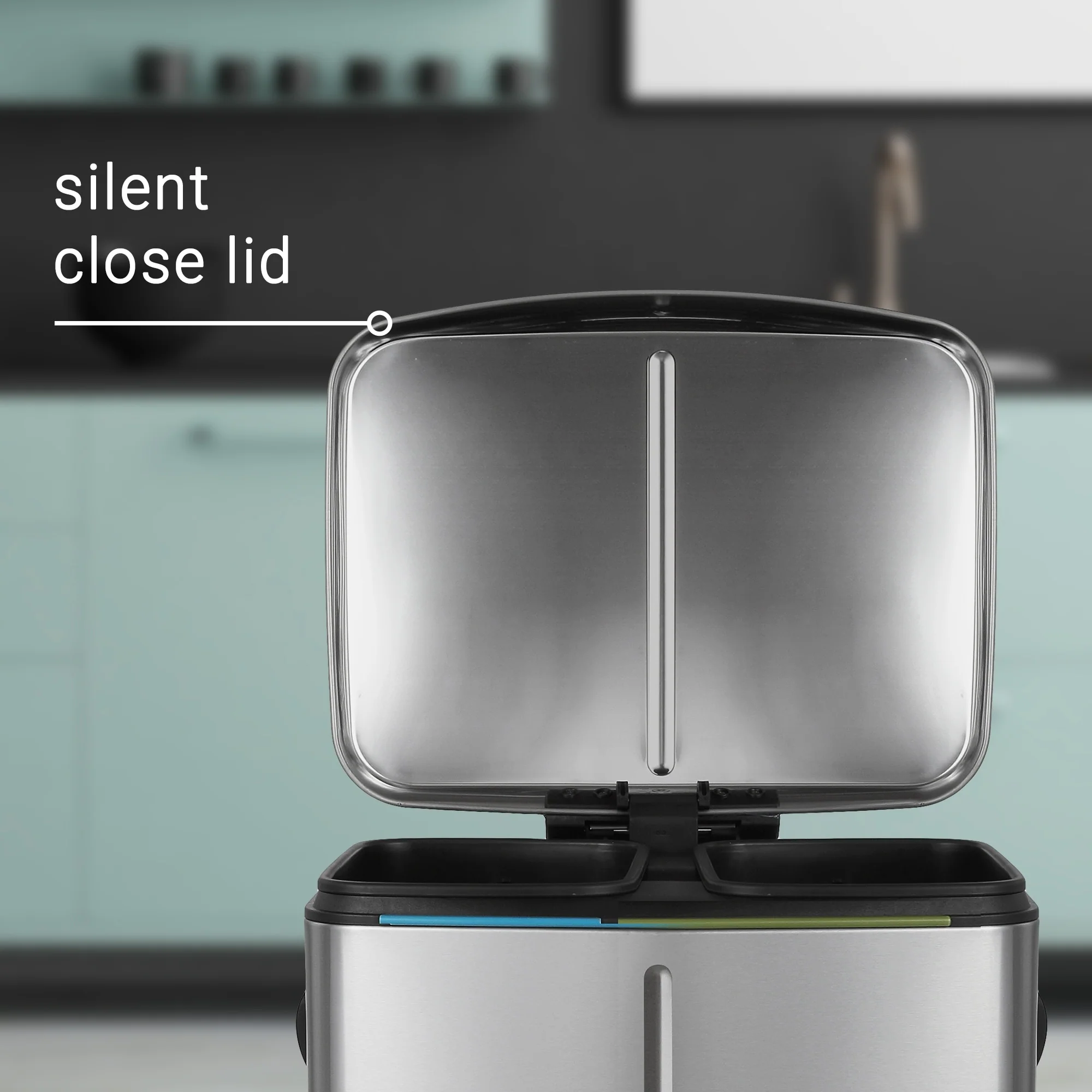 happimess 10.6-Gallon Double Bucket Trash Can with Soft Close Lid