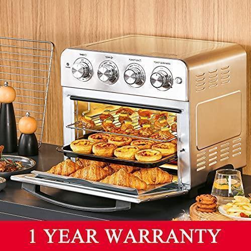 Geek Chef Air Fryer Toaster Oven, 6 Slice 24QT Convection Airfryer Countertop Oven, Roast, Bake, Broil, Reheat, Fry Oil-Free, Cooking Accessories Included, Stainless Steel, Silver, 1700W
