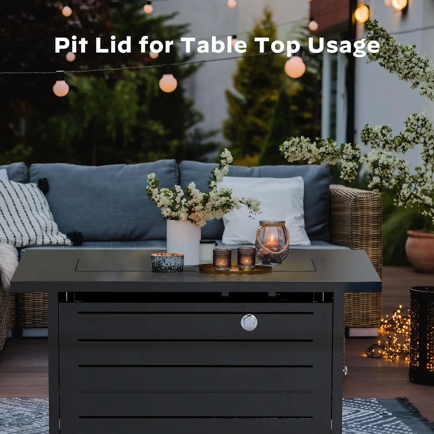 2025 Gas Fire Pit Table, 50,000 BTU Outdoor Propane Fire Pit