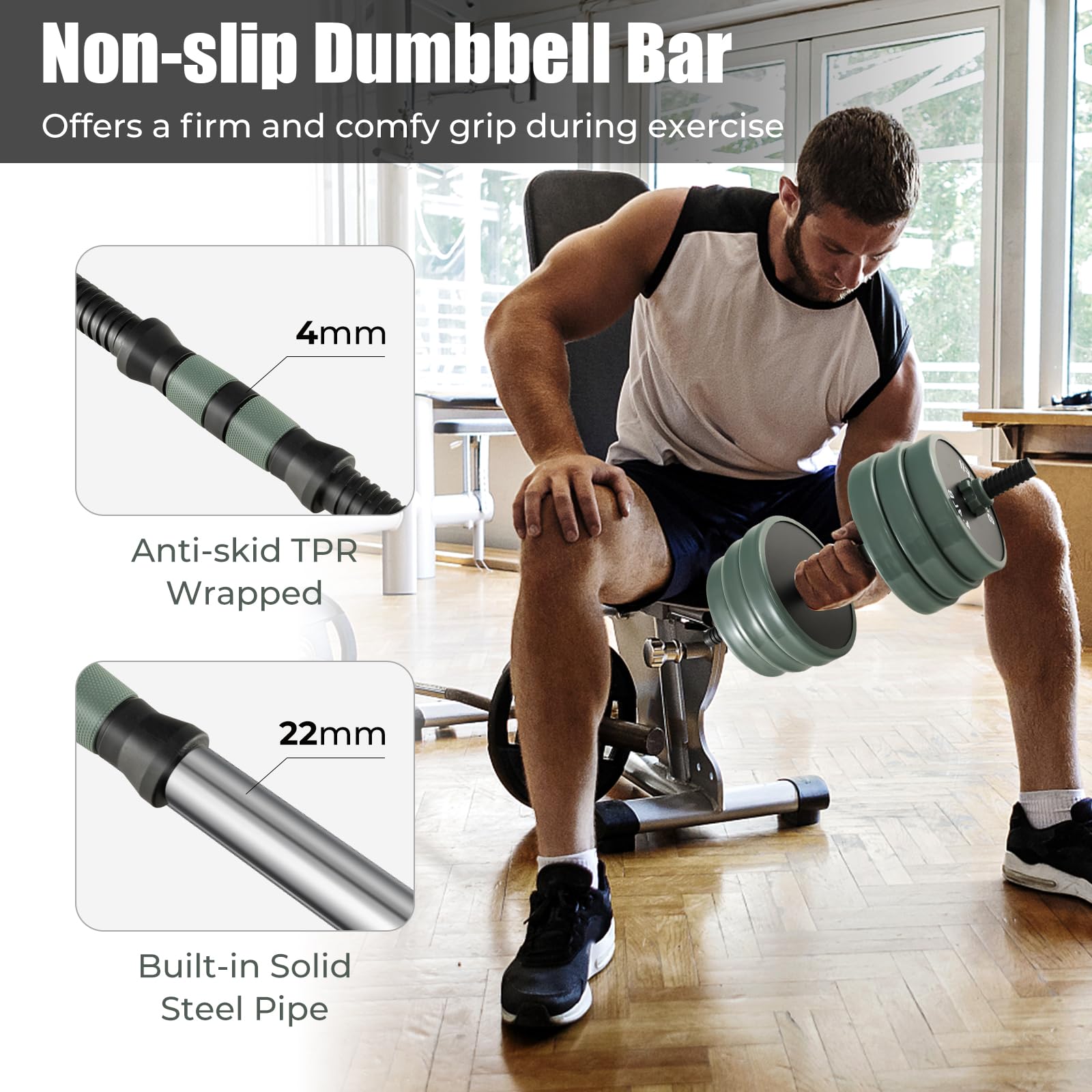 Adjustable Dumbbell Set, 92 LBS Free Weight Set w/Connector
