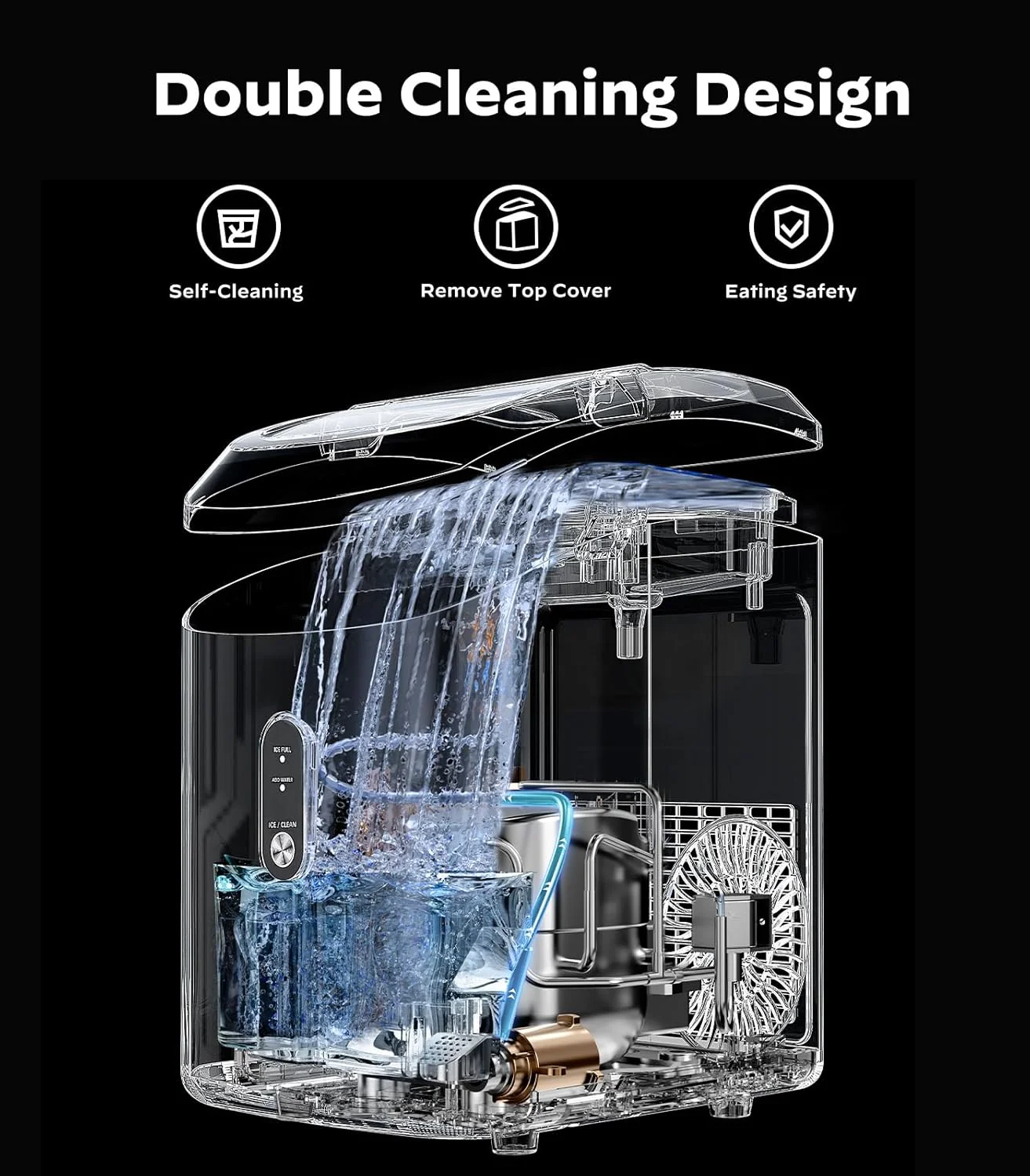 Nugget Ice Maker Countertop Pebble Ice Maker with Soft Chewable Ice