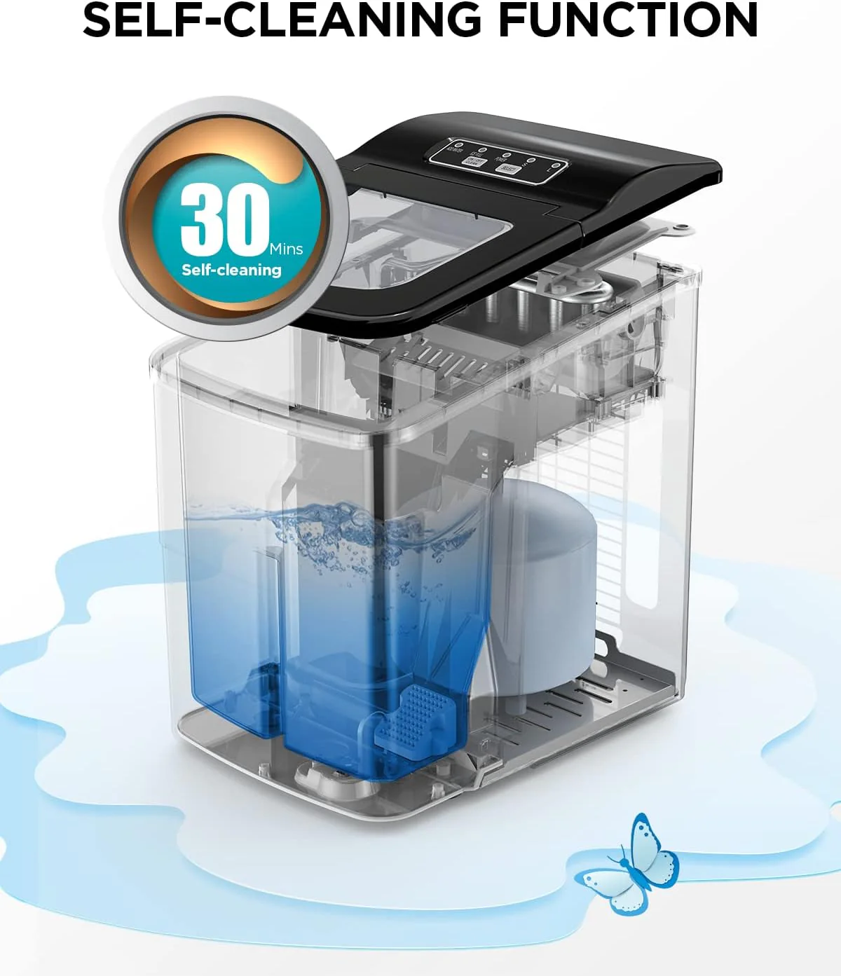 Nugget Ice Maker Countertop Pebble Ice Maker with Soft Chewable Ice