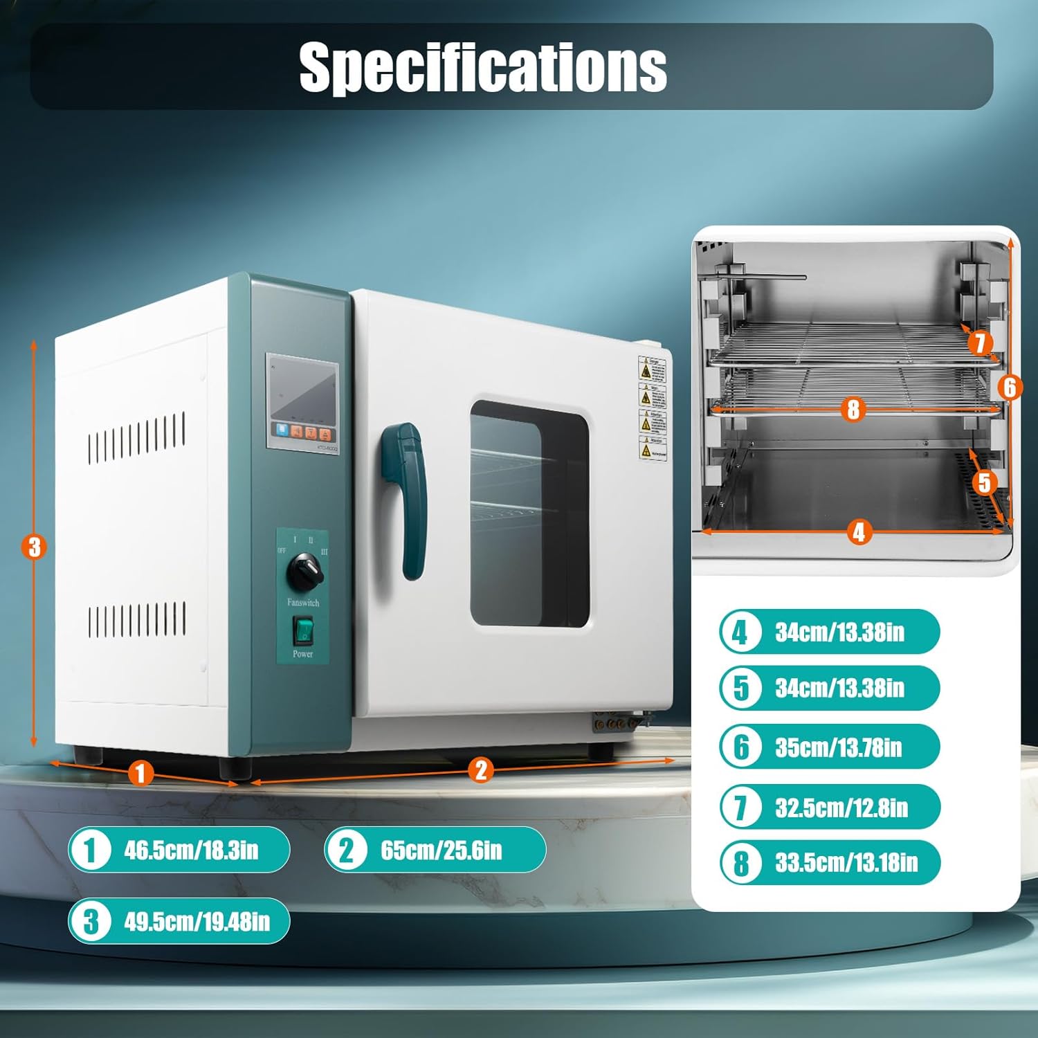 110V 1000W Horizontal Electric Blast Drying Oven 45L/12Gal Lab Forced Air Convection Drying Oven with Intelligent Temperature Controller for Industrial, Schools, Research Institutes