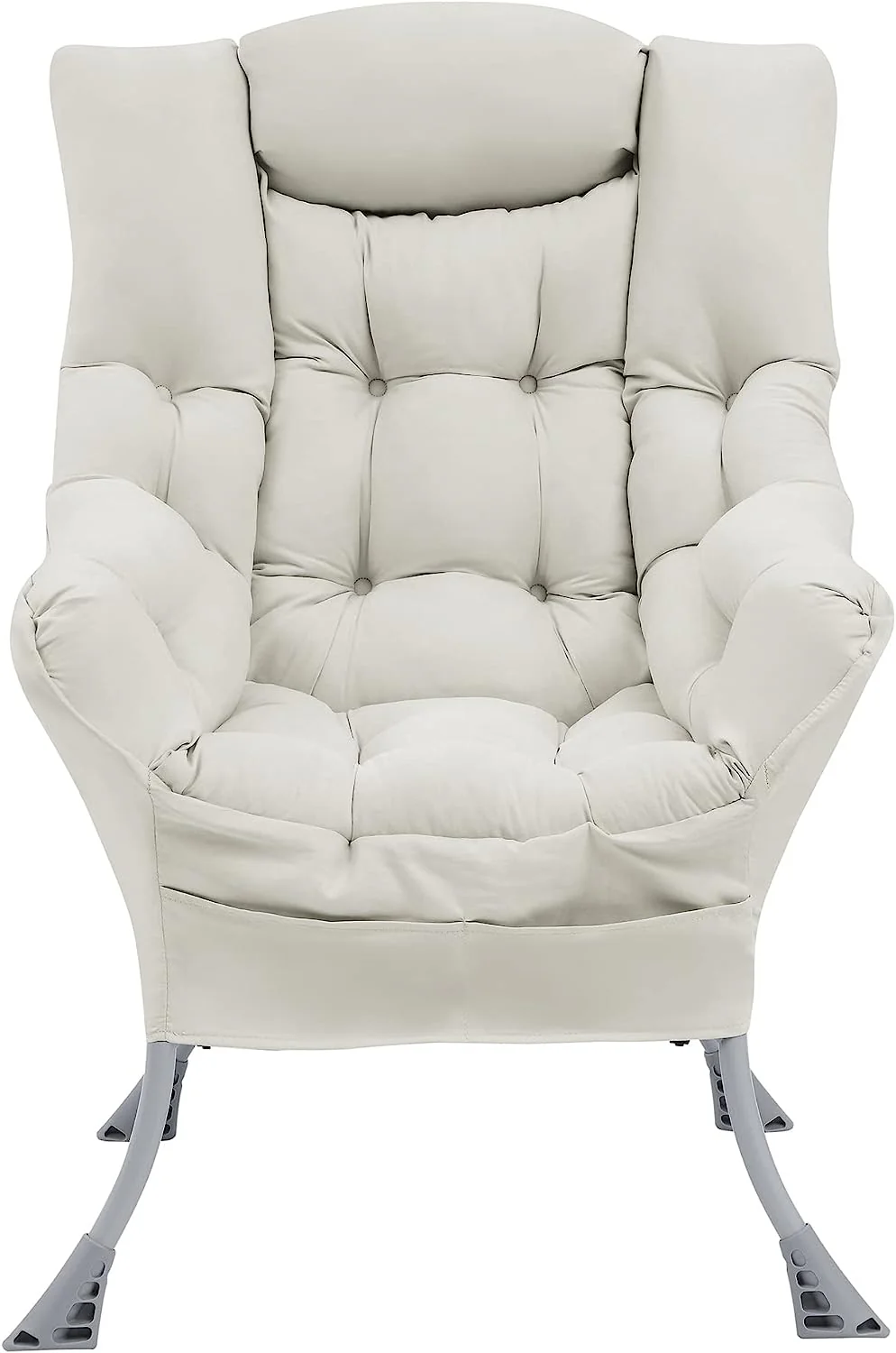 2025 Living and More High Back Sofa Chair, Modern Fabric Lazy Chair, Accent Contemporary Lounge Chair, Cool Grey