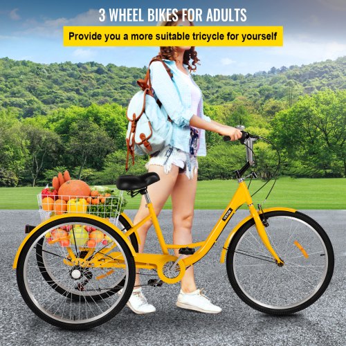 2025 Adult Tricycle 26 7 Speed 3 Wheel Trike Bicycle Bike Cruise w Basket Shooping