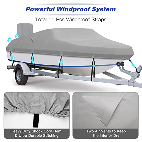 2025 Fuprosico 600D Waterproof Winter Boat Cover with Motor Cover 17-19 ft Fits Bass Boat