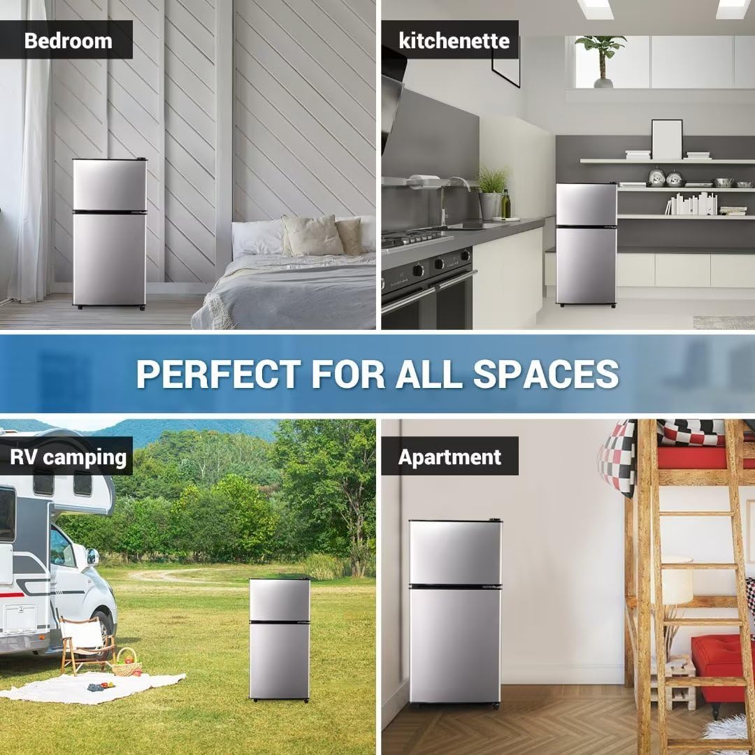 Apartment Size Refrigerator, 3.5 Cu.Ft Samll Refrigerator with Freezer Suitable for Home and Apartments, Freestanding