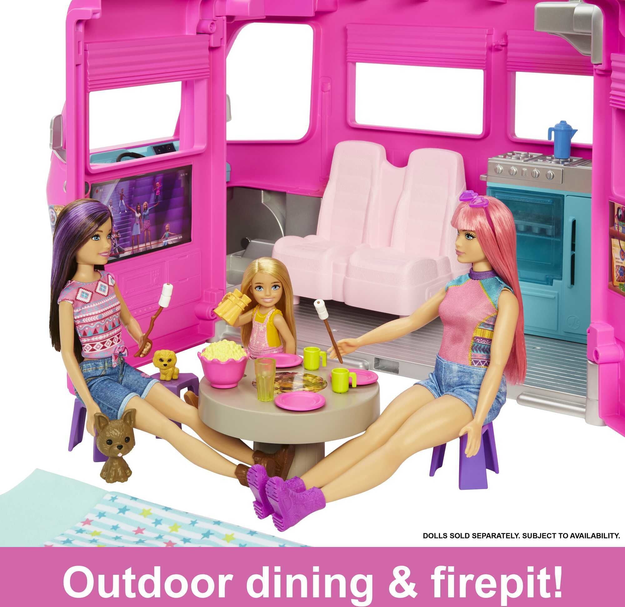 Barbie DreamCamper Vehicle Playset with 60 Accessories Including Pool and 30-inch Slide