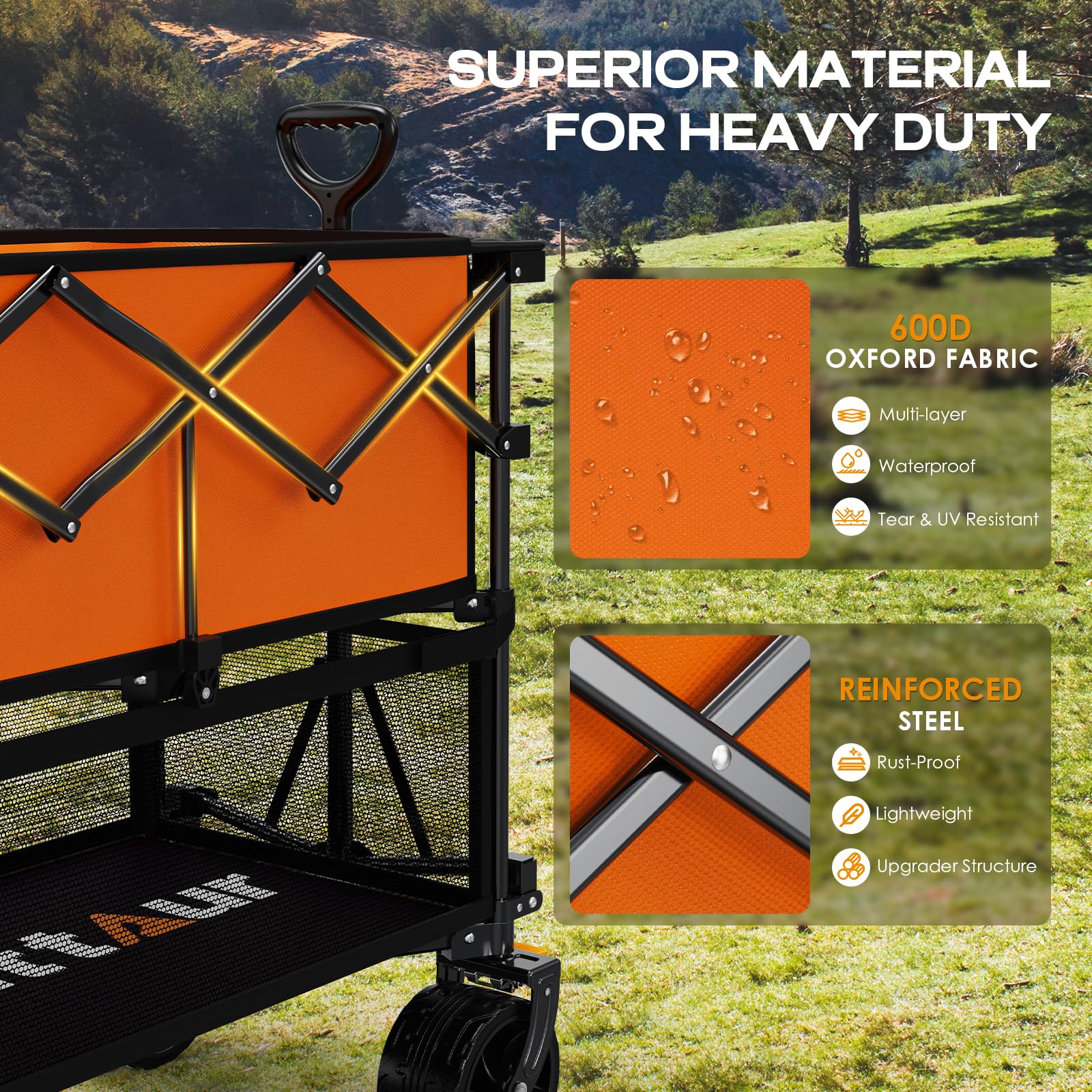 Uyittour Foldable 50''L Extra Long Double Decker Wagon for Sport