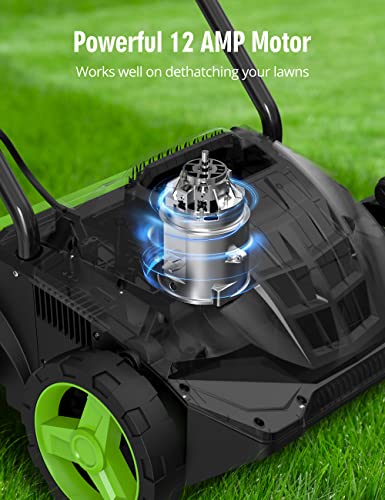 SWIPESMITH 13-Inch 12 Amp Electric Dethatcher Scarifier with Foldable Handle, 2-in-1 Lawn Dethatcher