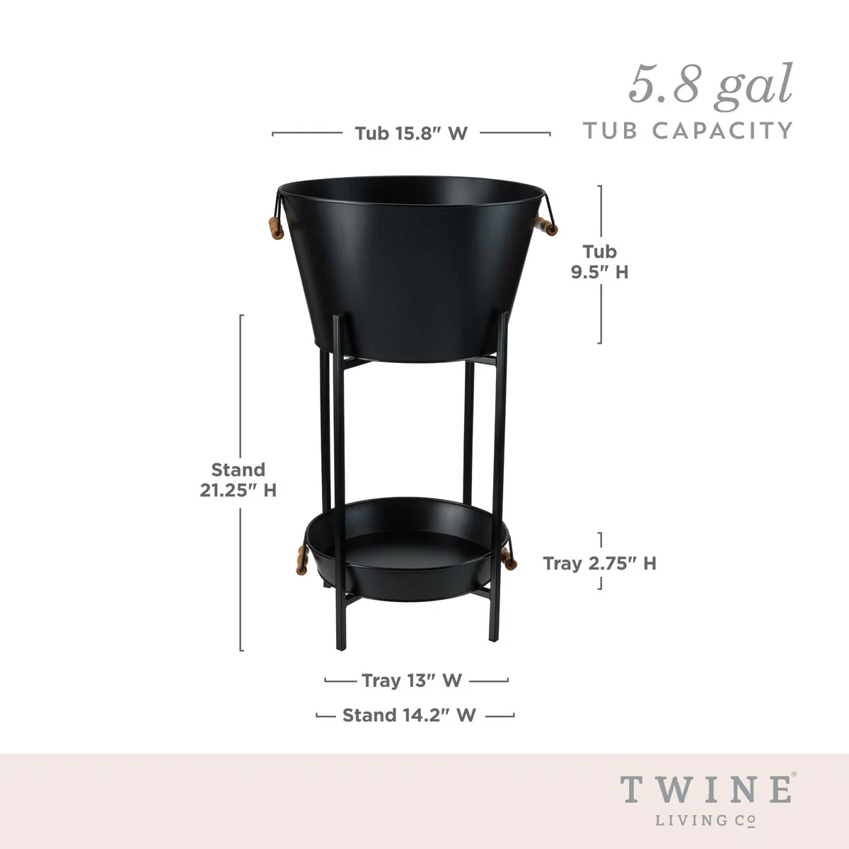 Black Beverage Tub with Stand & Tray by Twine Living