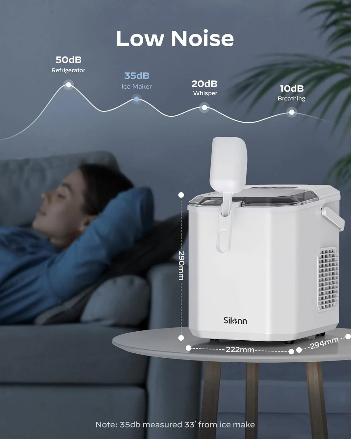 Nugget Ice Maker Countertop Pebble Ice Maker with Soft Chewable Ice