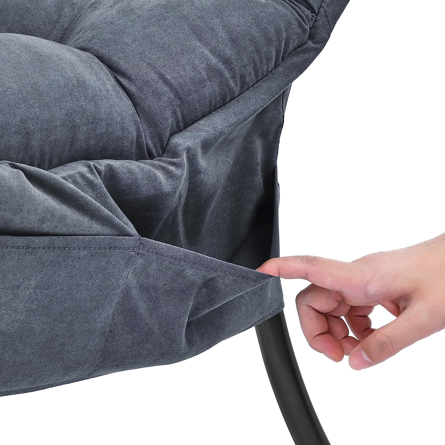 2025 Living and More High Back Sofa Chair, Modern Fabric Lazy Chair, Accent Contemporary Lounge Chair, Cool Grey