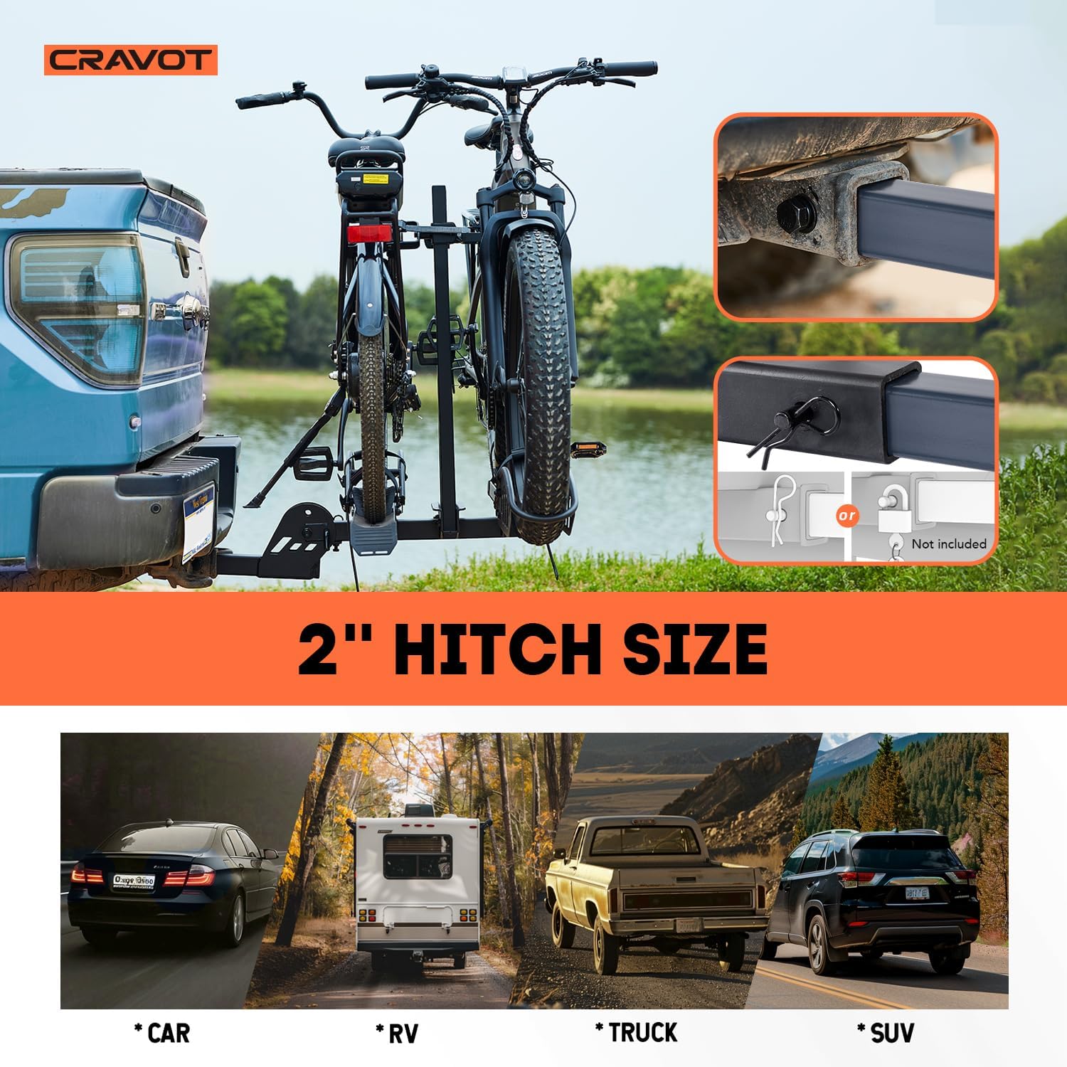 Cyberrack E2 Hitch Ebike Rack with Ramp, 200 Lbs Capacity