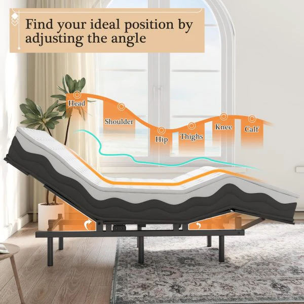 Adjustable Bed Frame -Wireless Remote -Memory Function -Adjustable Bed Base -Head and Foot Lift Incline -Zero Gravity -Quiet Motorfor Lying Down, Reading, Watching TV,Fatigue,Backache[Twin]