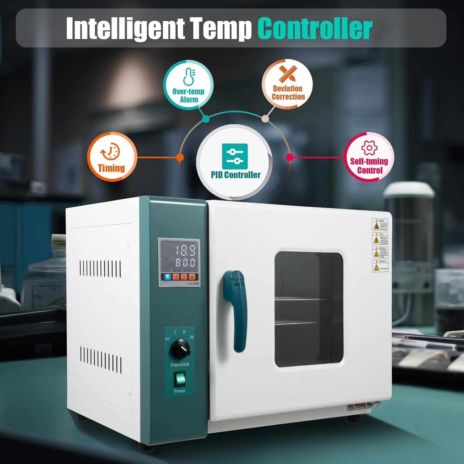 110V 1000W Horizontal Electric Blast Drying Oven 45L/12Gal Lab Forced Air Convection Drying Oven with Intelligent Temperature Controller for Industrial, Schools, Research Institutes