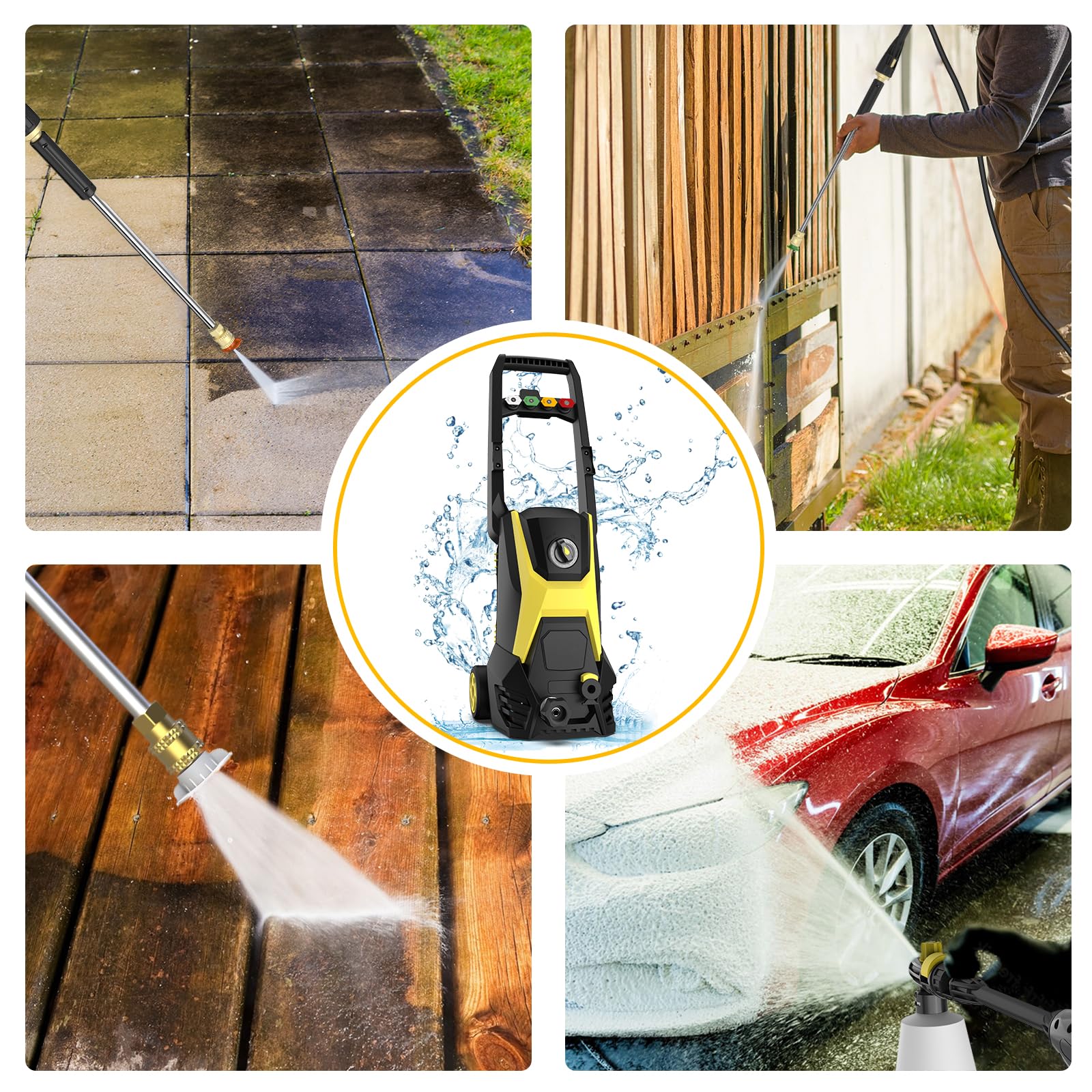 SEN-QII 4800PSI 3.2GPM Max Electric Pressure Washer with 20FT Hose and 35FT Cord