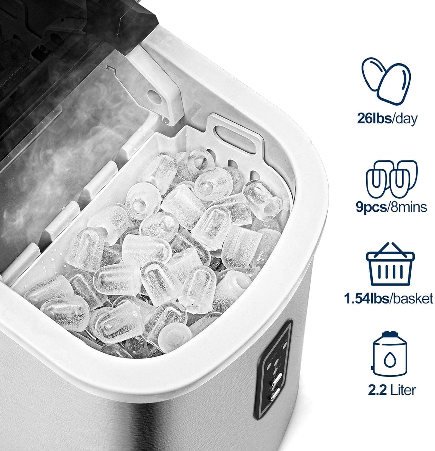 Ice Maker Counter Machine 9 Cubes Ready in 8 Mins