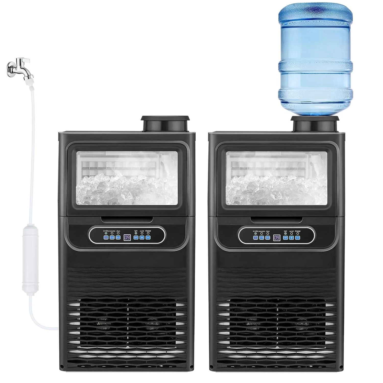 VINGLI Commercial Ice Maker Machine,90lbs/24H Plastic Under Counter Ice Maker with 11lbs Storage,Dual Water Supply Options,Self-Cleaning,Timing Function,for Home Bar Cafe Restaurant Kitchen