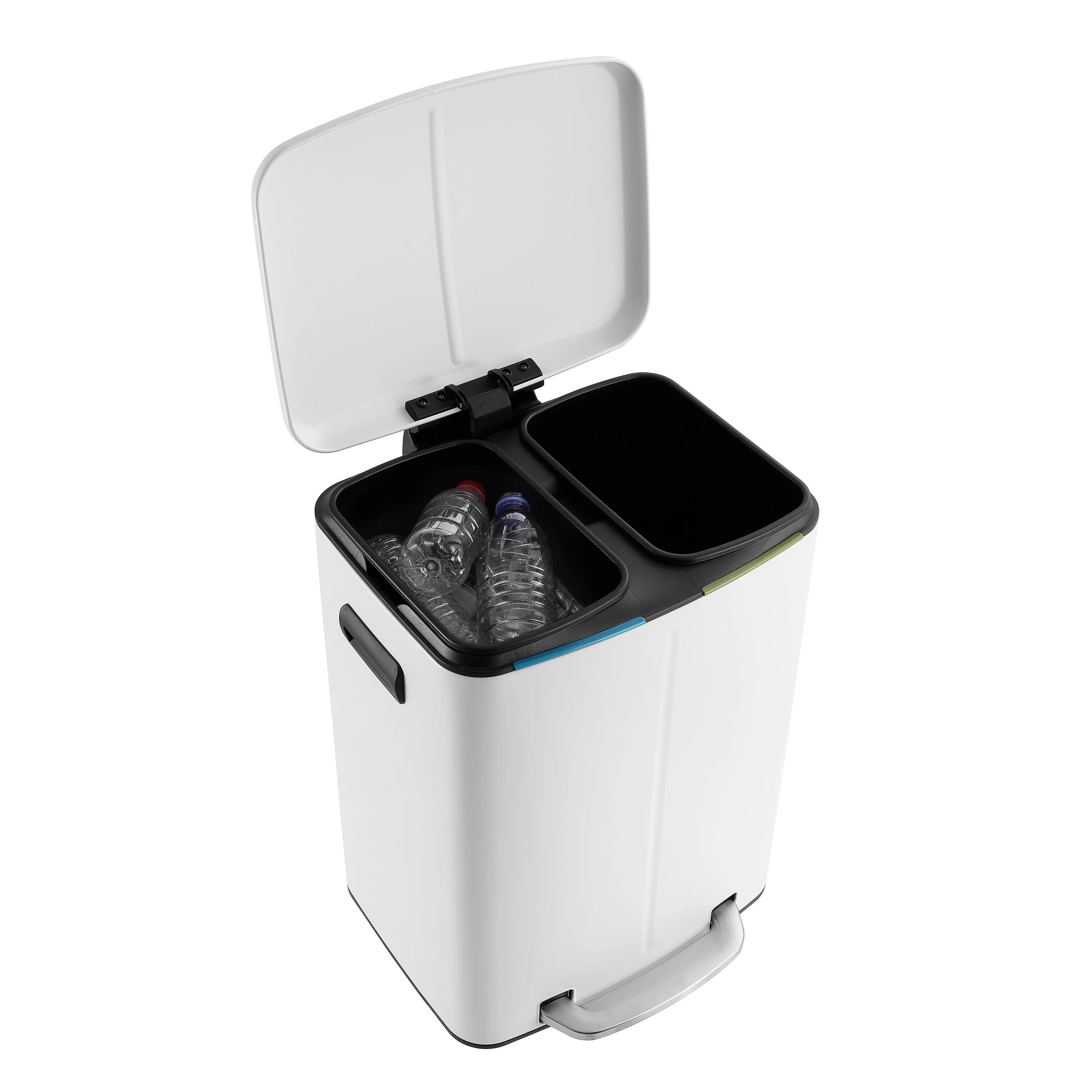 happimess 10.6-Gallon Double Bucket Trash Can with Soft Close Lid