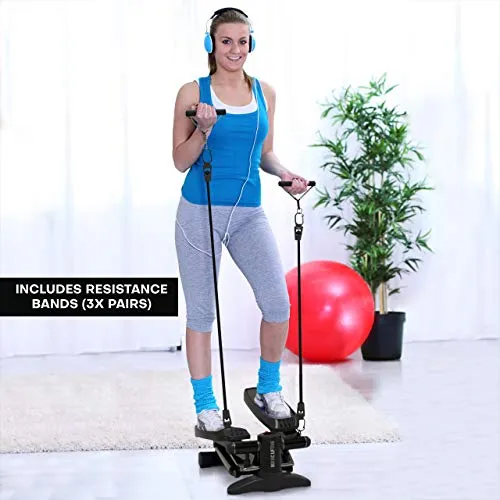Mini Stepper & Stair Climber Machine - W/Resistance Bands Set - Portable Step Exercise