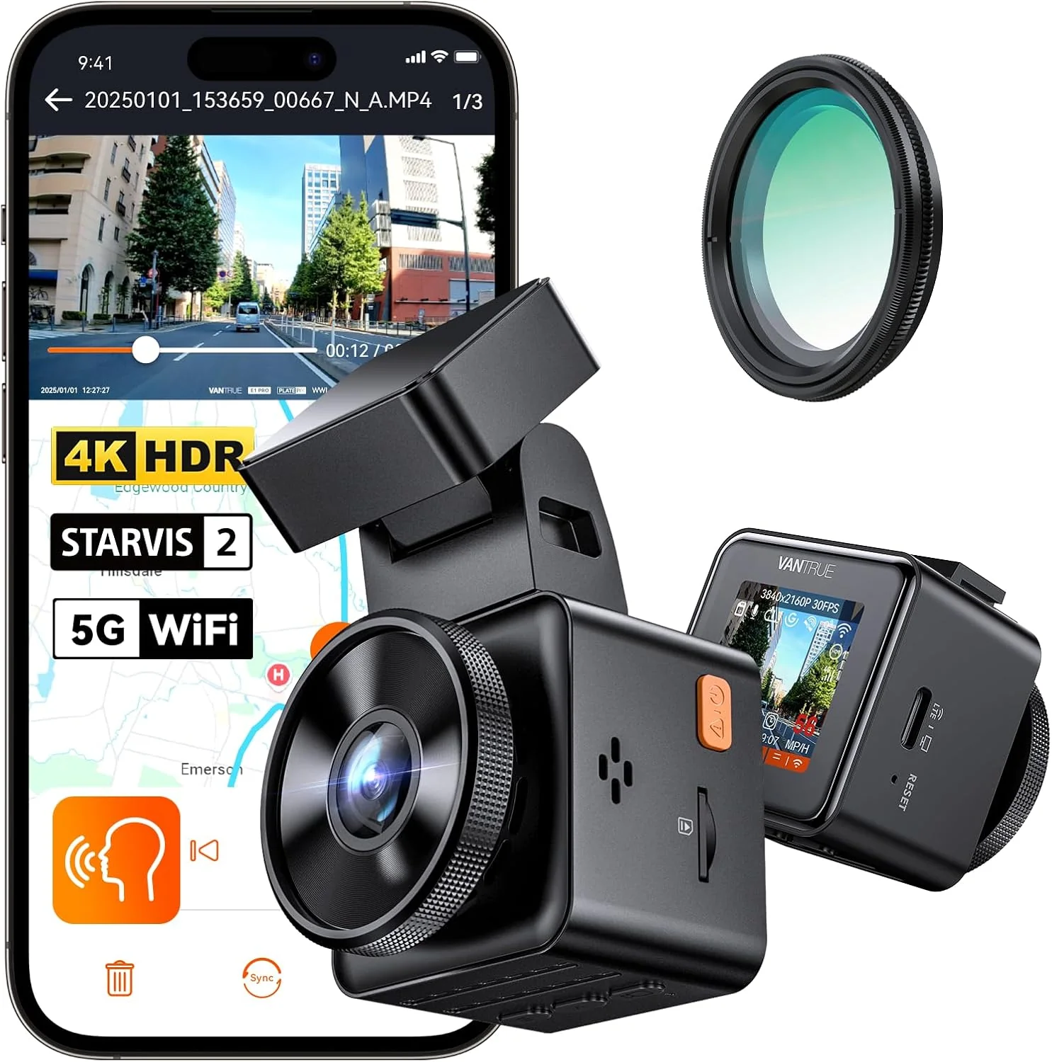 Vantrue E1 Pro 4K Mini STARVIS 2 Dash Cam Support 1TB Max