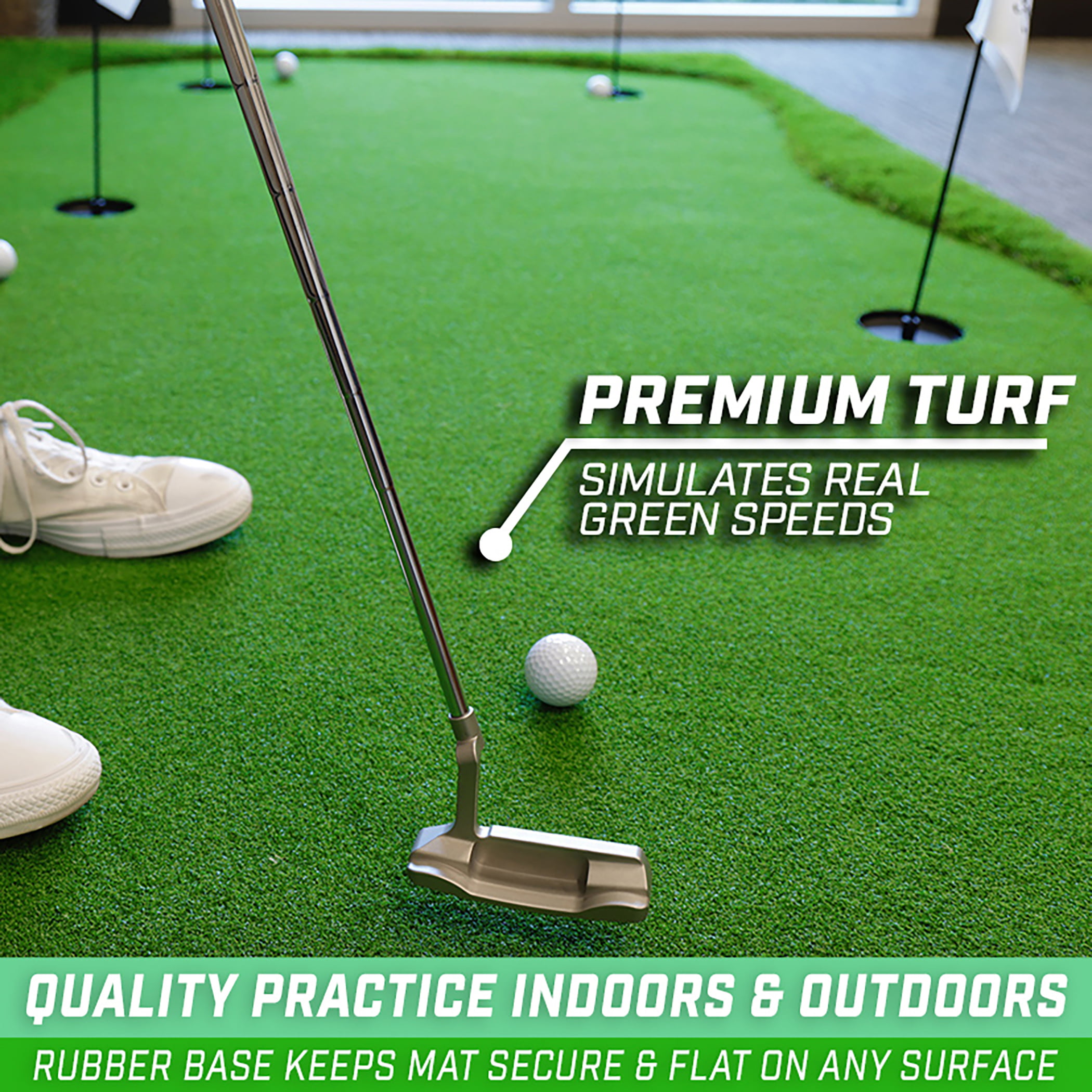 GoSports 12'x5' Golf Putting Green for Indoor & Outdoor Putting Practice