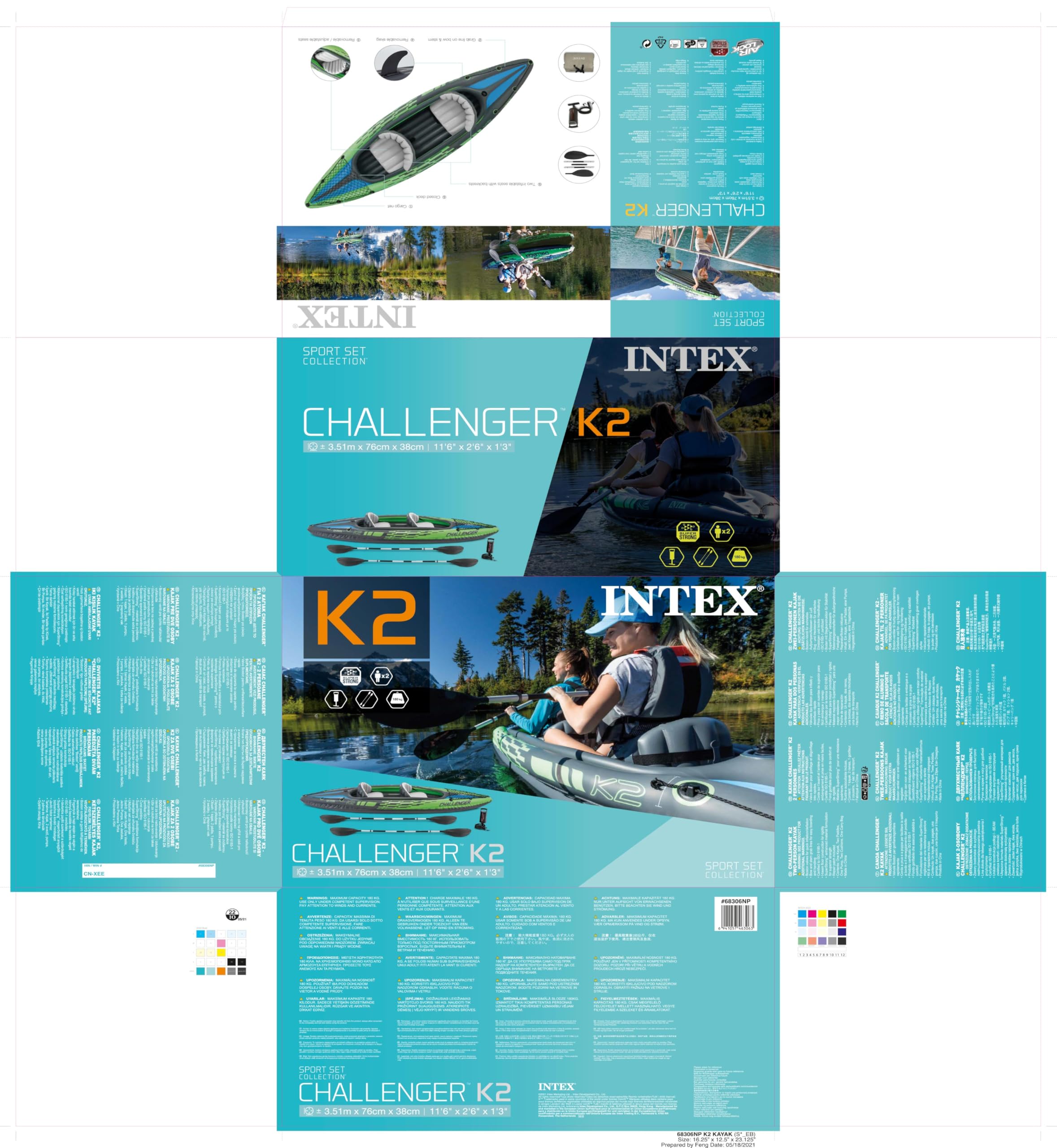 Intex Challenger K1 Inflatable Kayak Set – 1-Person – 220lb Weight Capacity