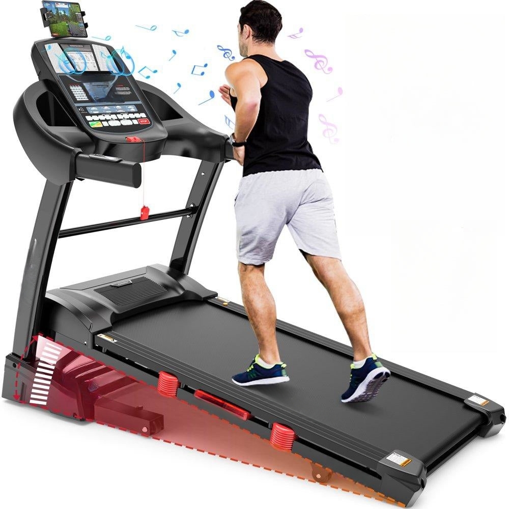 Famistar Folding Treadmill for Home with 15 Levels Auto Incline, 300LB Capcity, 10MPH Fast Speed Controls