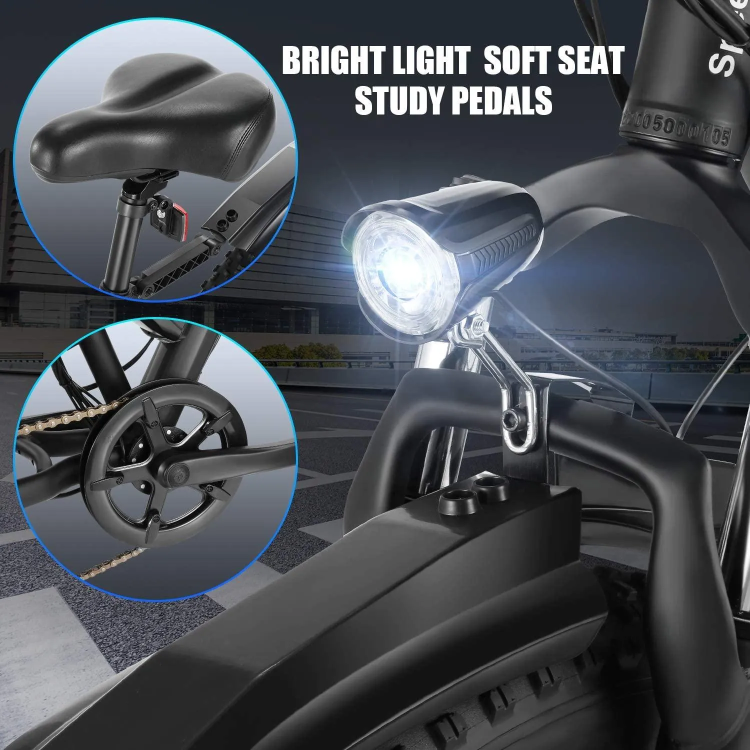 Speedrid Electric Bike 48V 500W Fat Tire Electric Bike Snow Bike 26′′ 4.0, 48V 10Ah Removable Battery and Professional 7 Speed