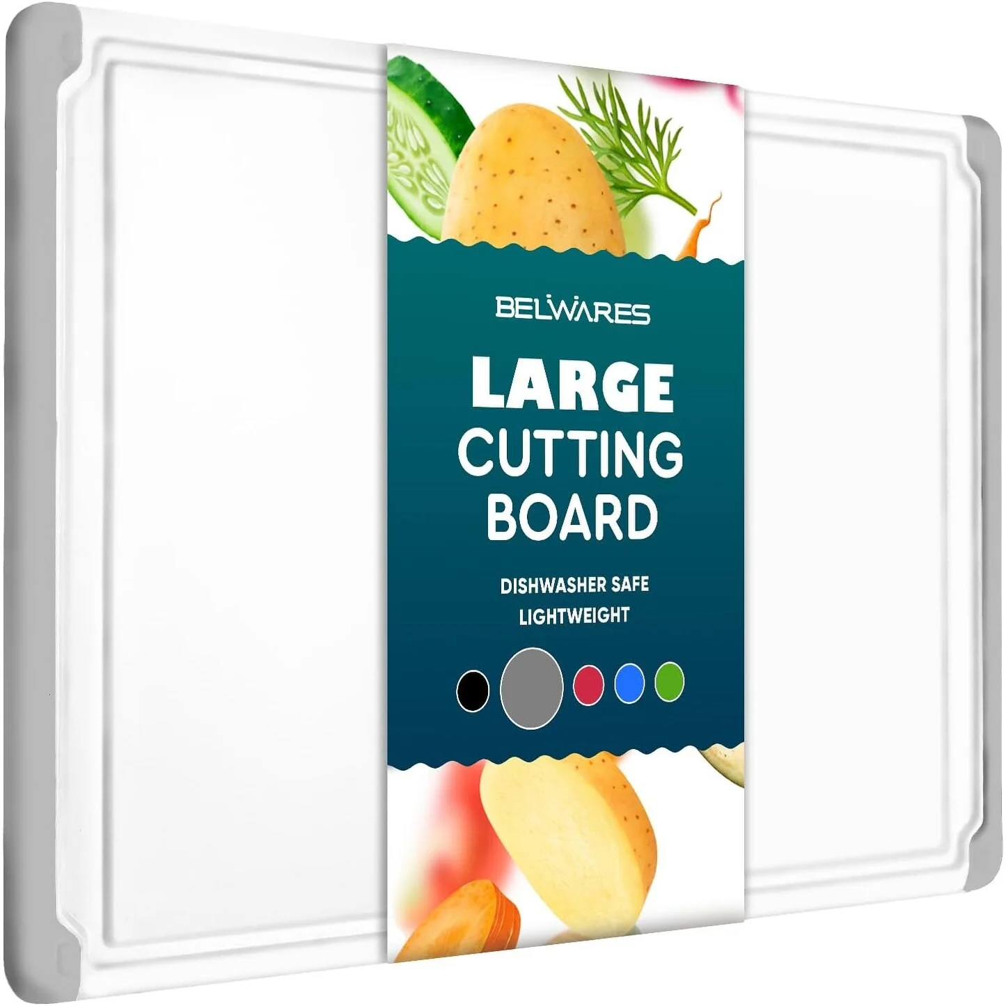 Plastic Cutting Boards - Large 18 x 12 Inch Rubber Cutting Board with Juice Grooves, Non-Slip, Dishwasher Safe Cutting Boards
