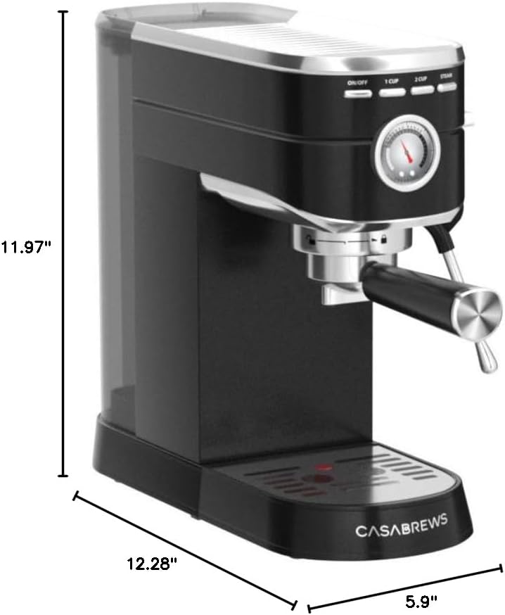 Espresso Machine 20 Bar, Compact Espresso Maker with Steam Milk Frother, Stainless Steel Coffee Machine with 34oz Removable Water Tank for Cappuccino, Latte, Silver