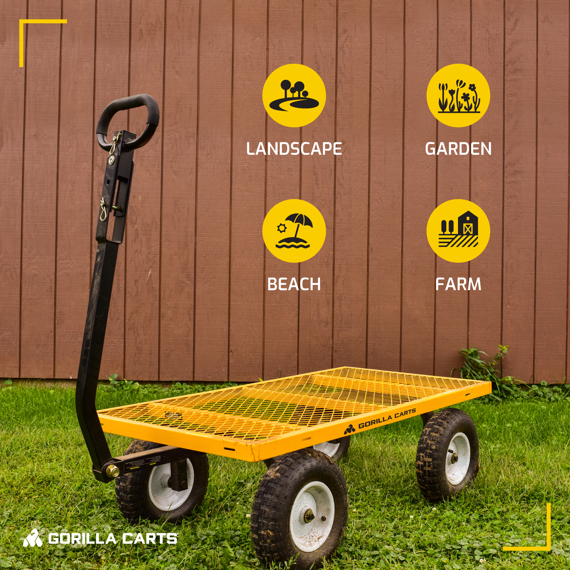 2025 Gorilla Carts 1200 Pound Capacity Steel Utility Cart Wagon with Removable Sides