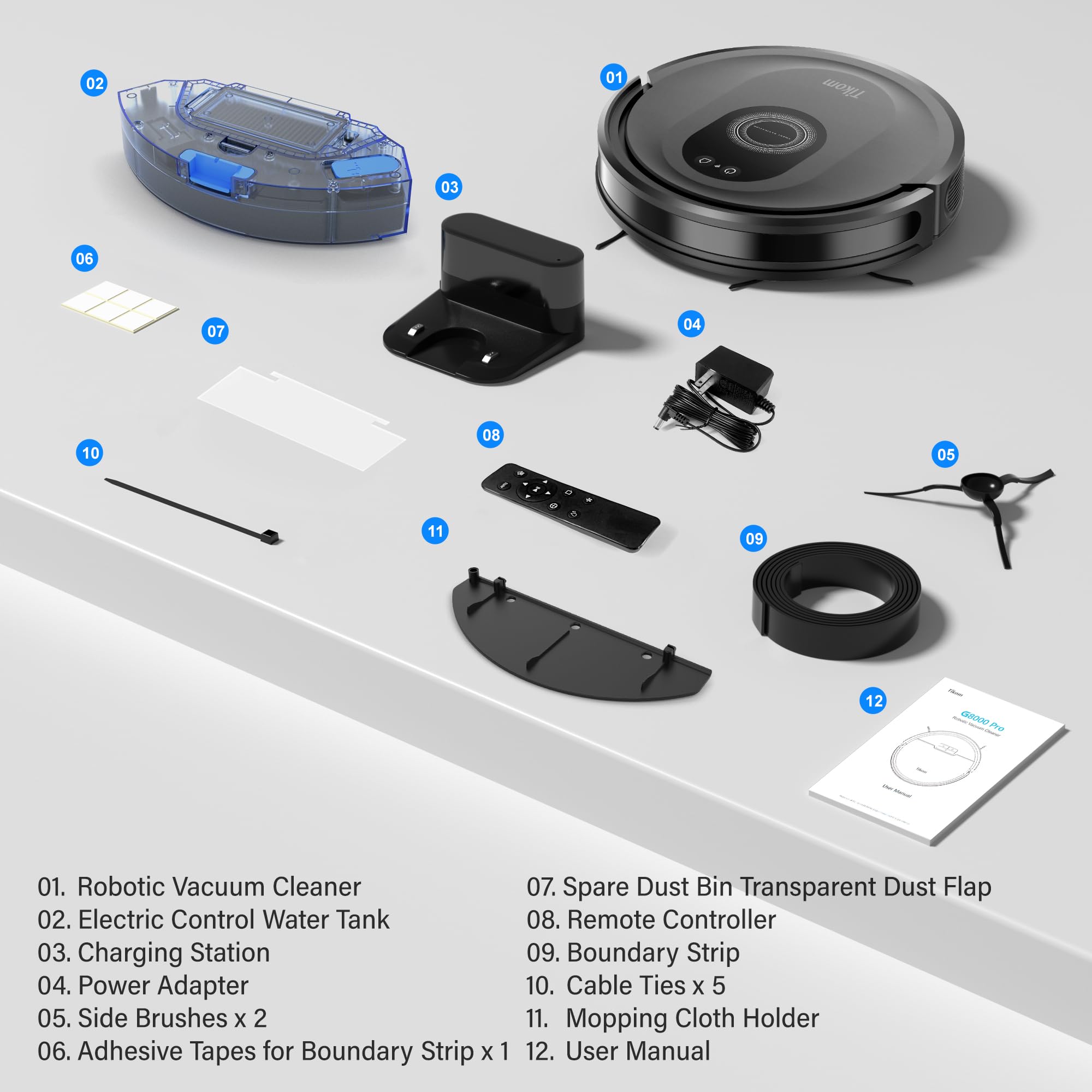 Tikom Robot Vacuum and Mop Combo, 5000Pa Robotic Vacuum Cleaner