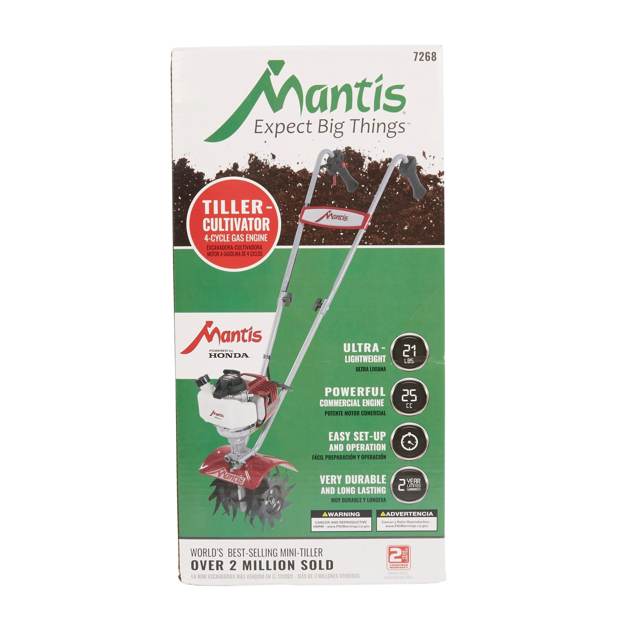 2025 MANTIS 7268 Mini-Tiller/Cultivator 25-cc 9-in Front-Tine Forward-rotating Tiller (CARB)